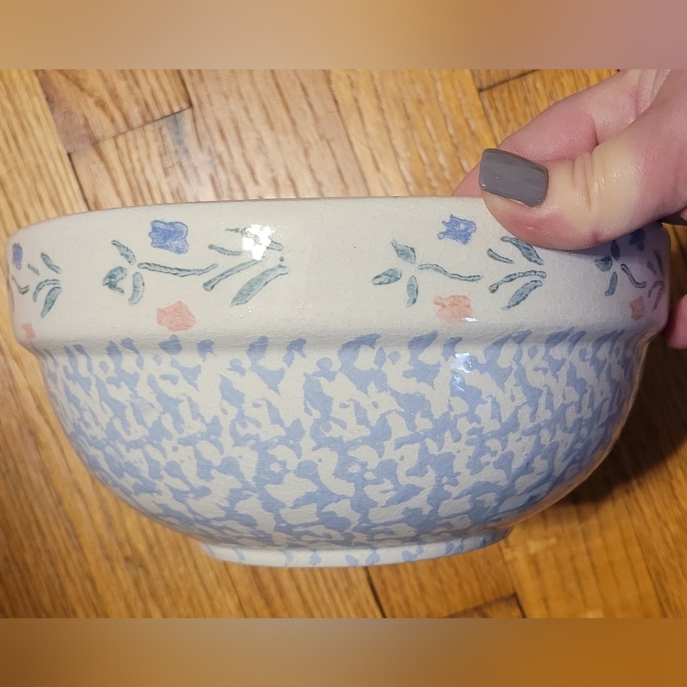 Vintage Crock Shop Santa Ana Ceramic Floral Bowl 8 In Rim Antique Cottage Core